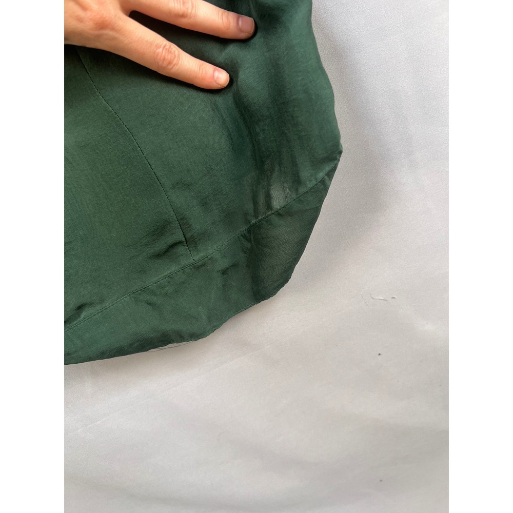 Stella‎ Mccartney Emerald Green Dress V Neck Short Sleeve Pleated Cocktail Midi - Picture 9 of 9